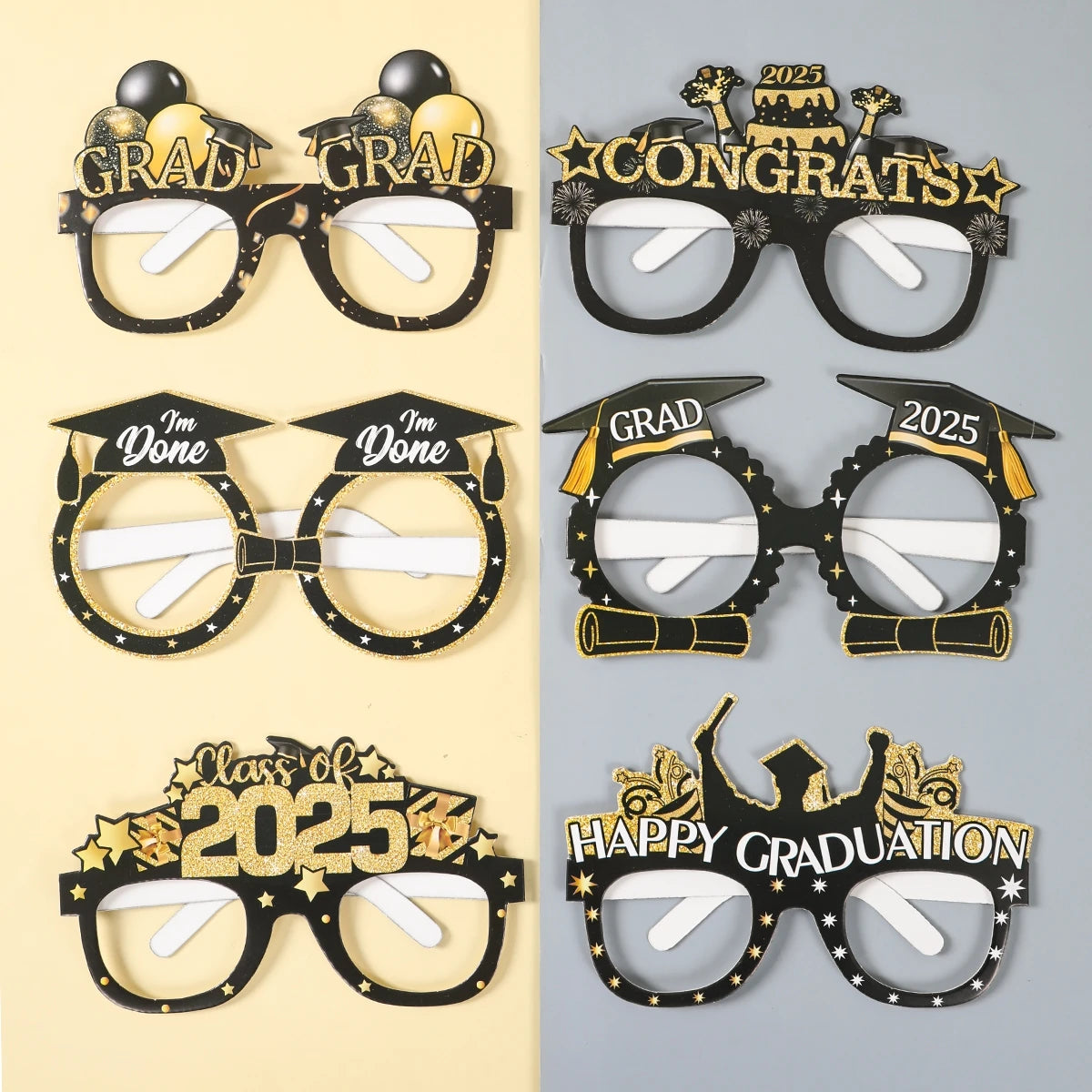 Graduation Party Decorations 2025 Paper Glitter Glasses Happy Graduation Grad Photo Booth Props Party Supplies Graduation Gifts