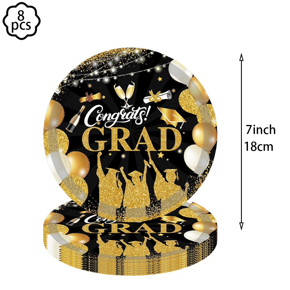 Congrats 2025 Graduation Party Dinnerware Set Paper Plates cups Napkin Congrats Grad Party plates cups Tablecloth Decor supplies