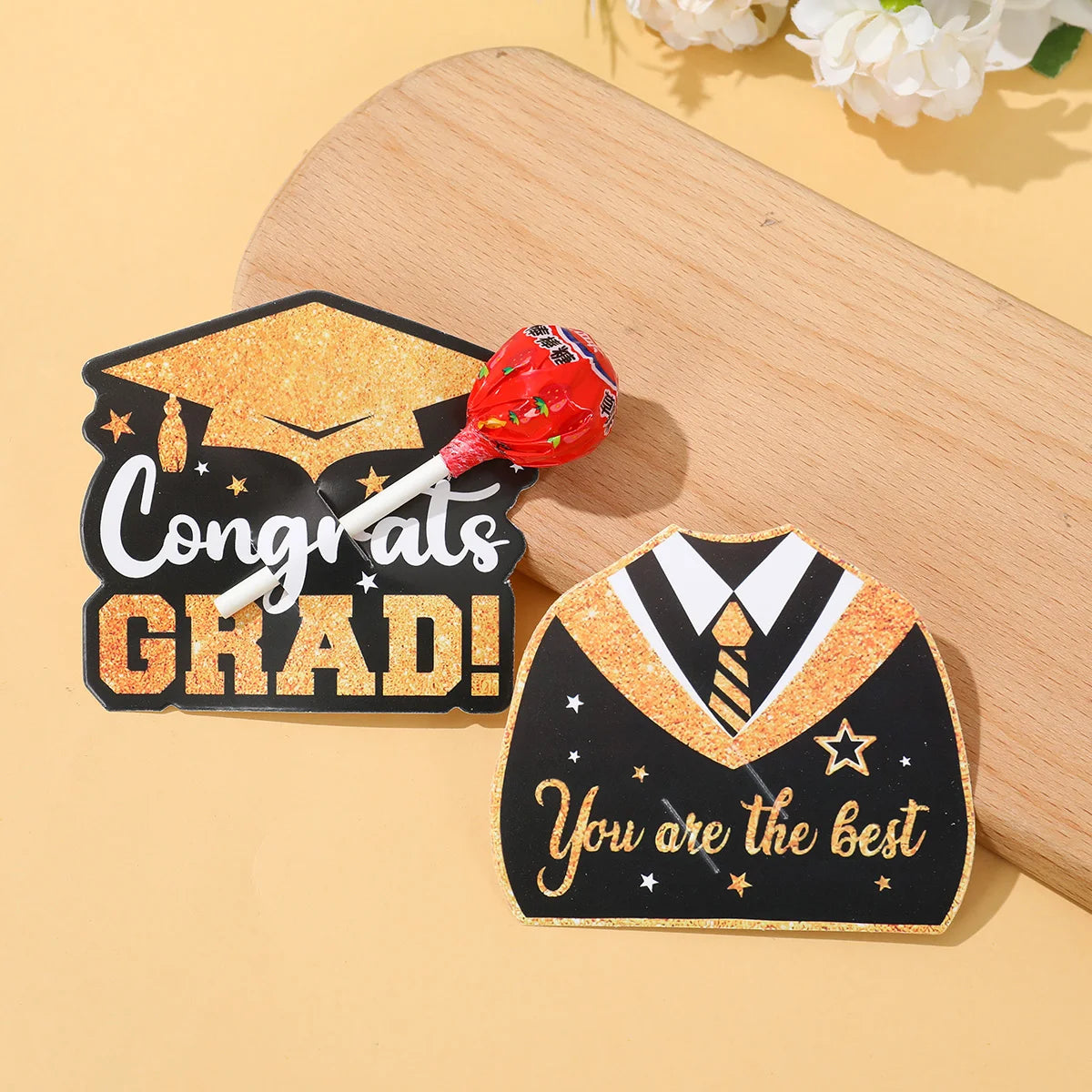 48pcs Graduation Lollipop Paper Cards Congrat Grad We Are So Proud Of You Candy Gift Package Wrapping Graduation Decoration 2025