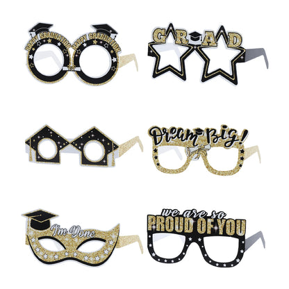 Graduation Party Decorations 2025 Paper Glitter Glasses Happy Graduation Grad Photo Booth Props Party Supplies Graduation Gifts