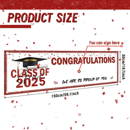 Graduation Decorations Congratulations Graduate Banner Class of 2025 Red Personalized Banner Yard Sign You can DIY your name