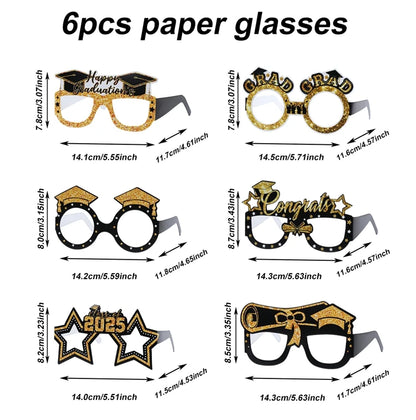 Graduation Party Decorations 2025 Paper Glitter Glasses Happy Graduation Grad Photo Booth Props Party Supplies Graduation Gifts