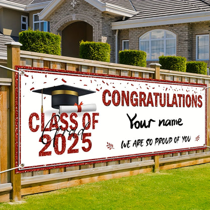 Graduation Decorations Congratulations Graduate Banner Class of 2025 Red Personalized Banner Yard Sign You can DIY your name