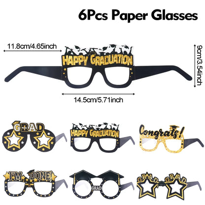 Graduation Party Decorations 2025 Paper Glitter Glasses Happy Graduation Grad Photo Booth Props Party Supplies Graduation Gifts