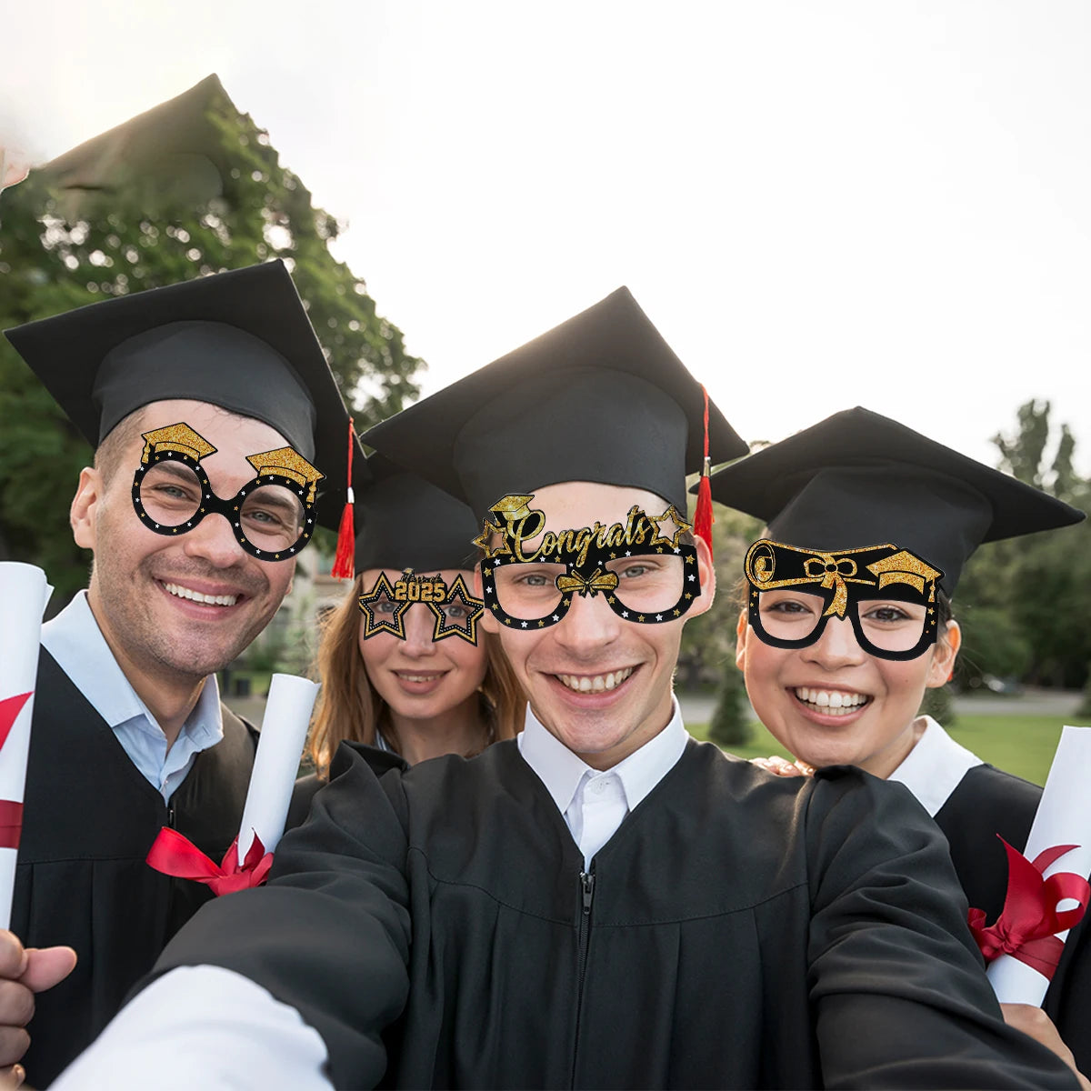 Graduation Party Decorations 2025 Paper Glitter Glasses Happy Graduation Grad Photo Booth Props Party Supplies Graduation Gifts