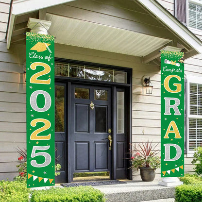 1pair Graduation Porch Sign Banner Large Congrats Grad Party Supplies Class of 2025 Decor Door Banner For Graduation Party