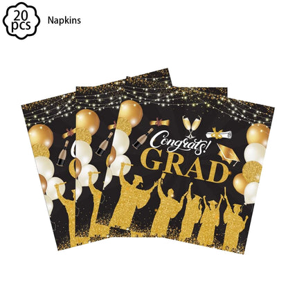 Congrats 2025 Graduation Party Dinnerware Set Paper Plates cups Napkin Congrats Grad Party plates cups Tablecloth Decor supplies