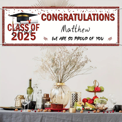 Graduation Decorations Congratulations Graduate Banner Class of 2025 Red Personalized Banner Yard Sign You can DIY your name